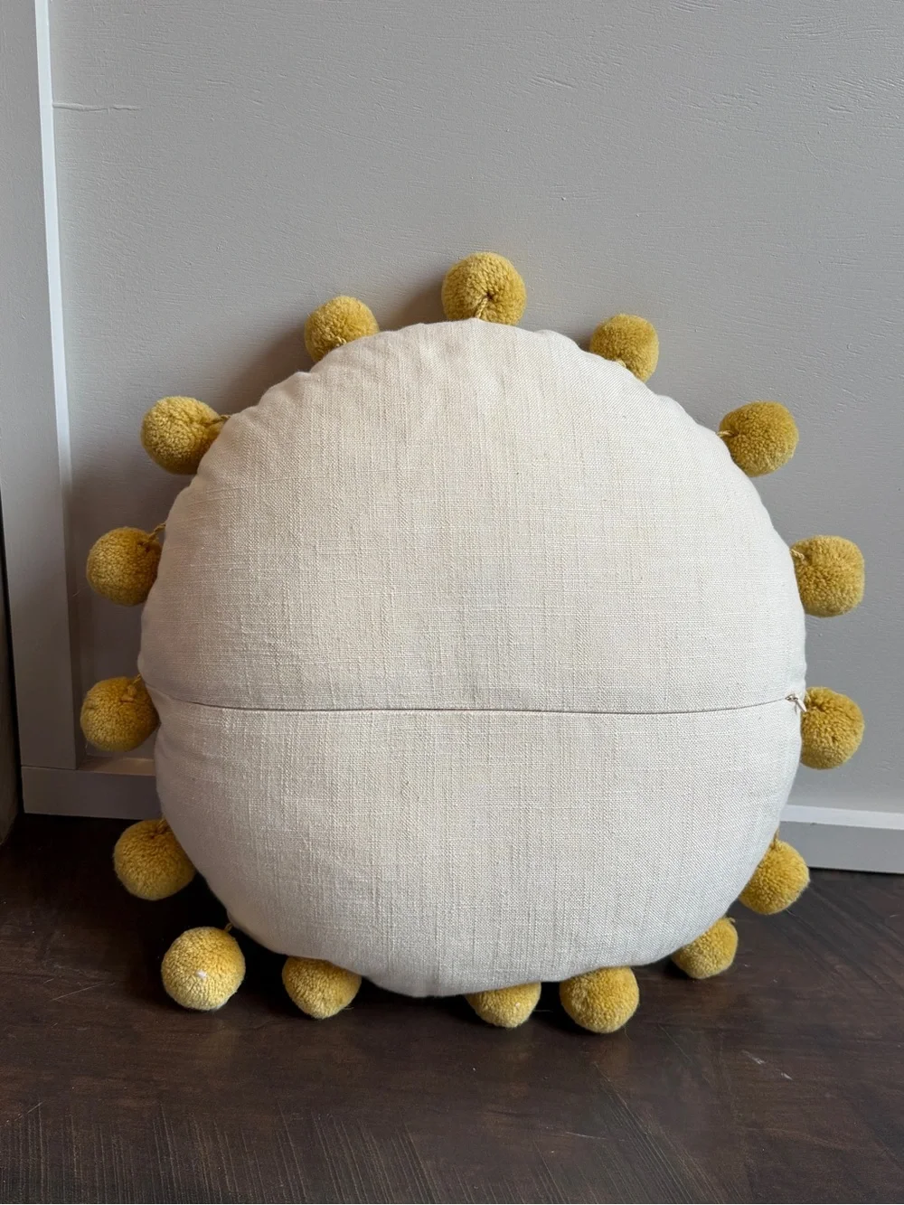 Anthropologie Sun Face Pom-Pom Decorative Throw Pillow - Yellow
